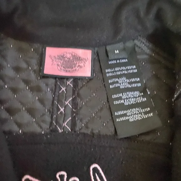 Harley-Davidson® Women's Pink Label Fleece Jacket, Black/Pink. 98561-15VW..GUC - Picture 5 of 6